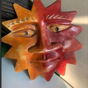 Vintage Wooden Sun Face